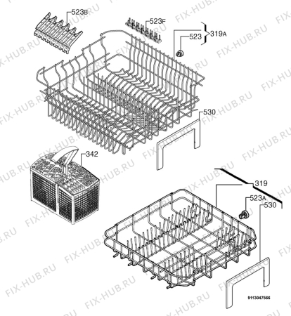 Взрыв-схема посудомоечной машины Westinghouse SB908SL - Схема узла Basket 160